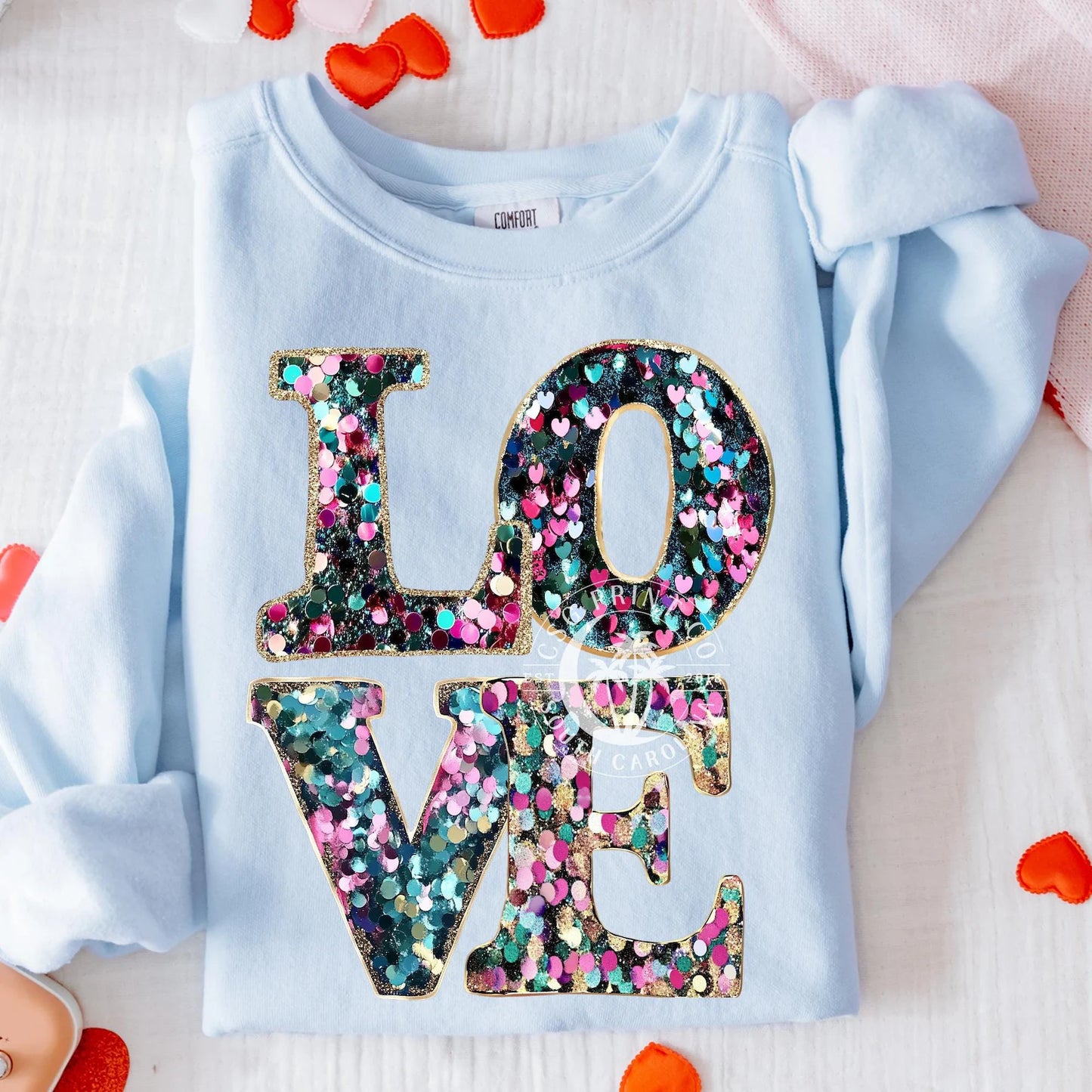 LOVE FAUX SEQUIN- TRANSFER ONLY