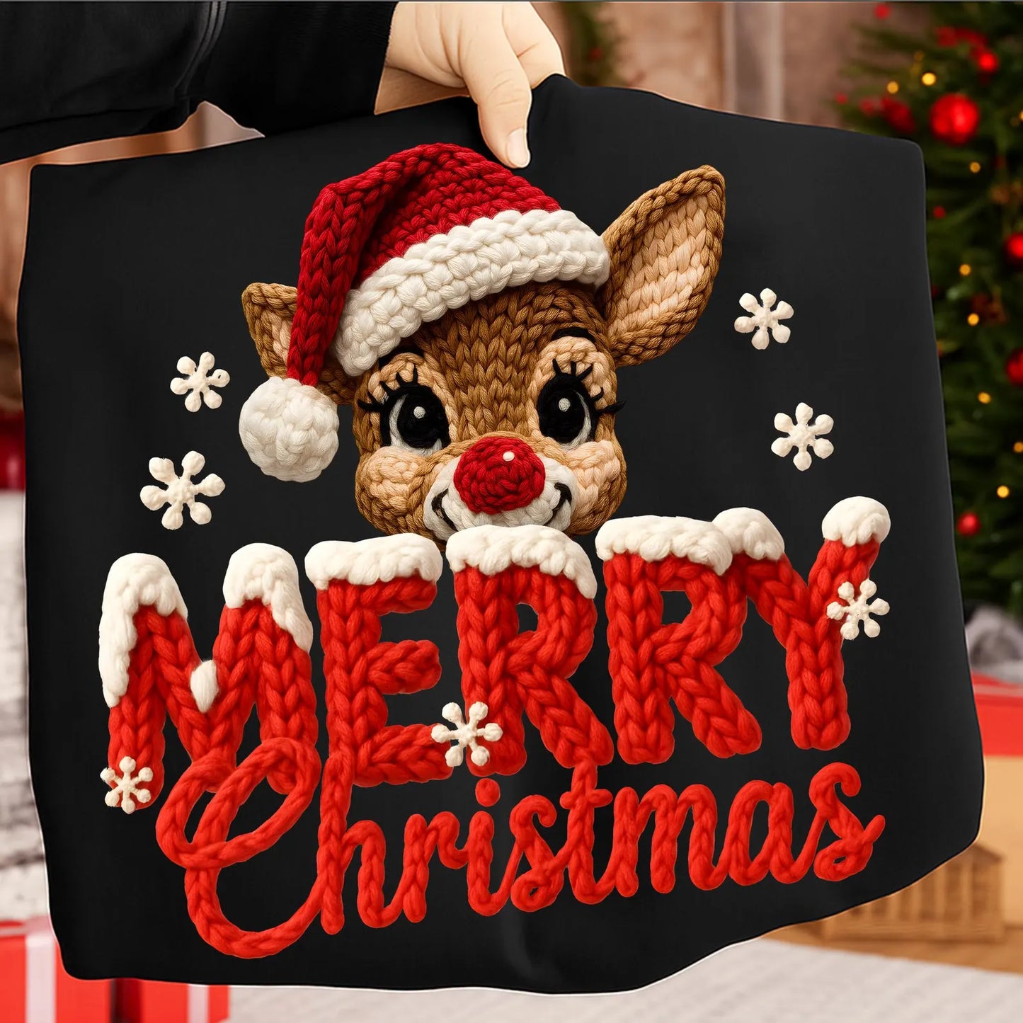 Merry Christmas Rudolph Yarn- TRANSFER ONLY