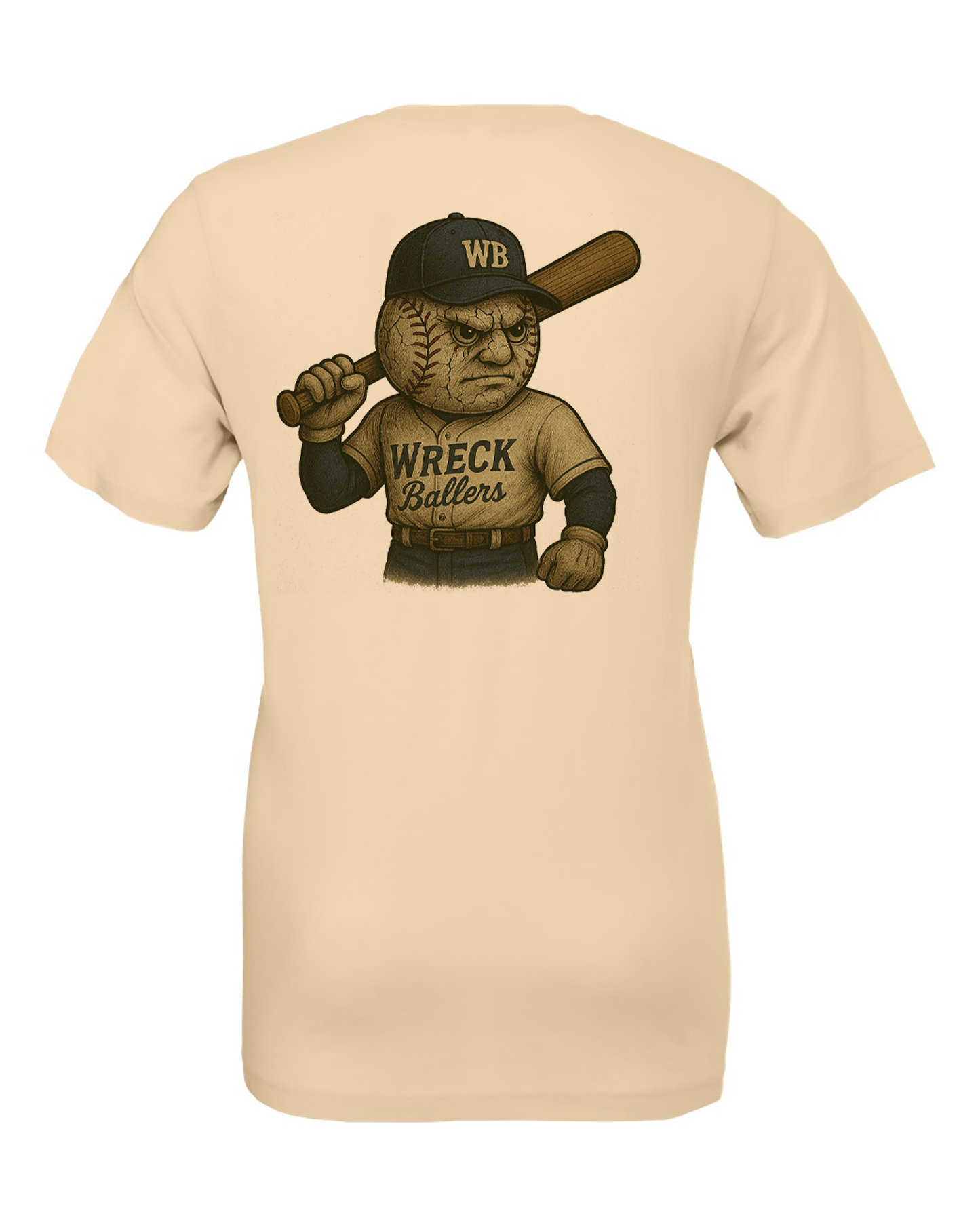 Wreck Ballers Tan Tee-Wreck Ballers Baseball Head