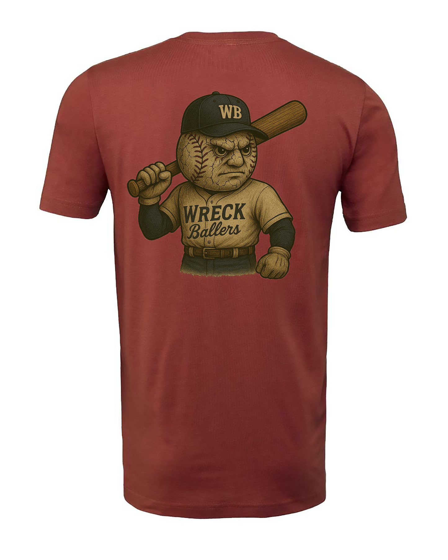Wreck Ballers Maroon Tee-Wreck Ballers Baseball Head
