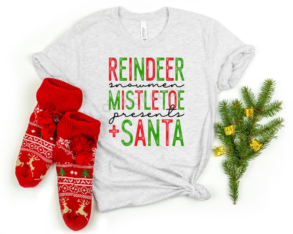 Reindeer Snowmen Mistletoe Tee