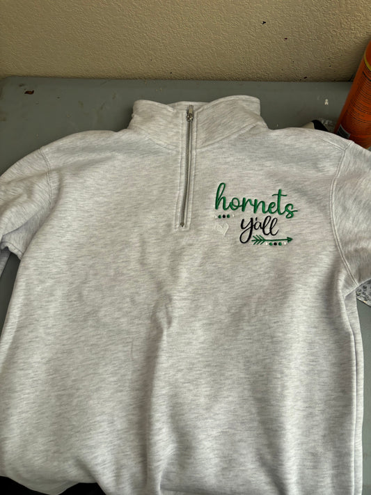 Hornets Yall Ash Quarter Zip-Embroidered