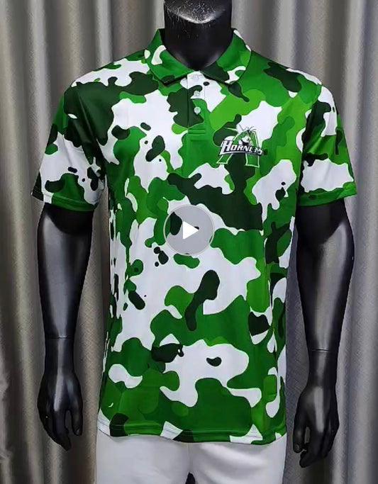 Azle A Green Camo Polo