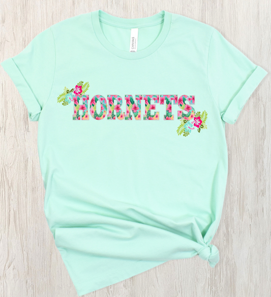 HORNETS HAWAIIAN THEME FLORAL LETTERS-AJH