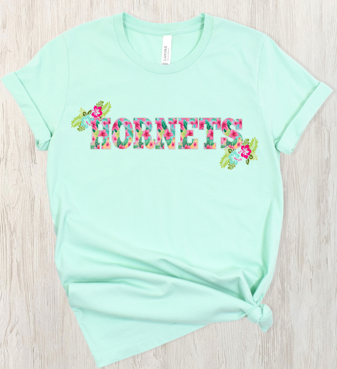 HORNETS HAWAIIAN THEME FLORAL LETTERS-AJH