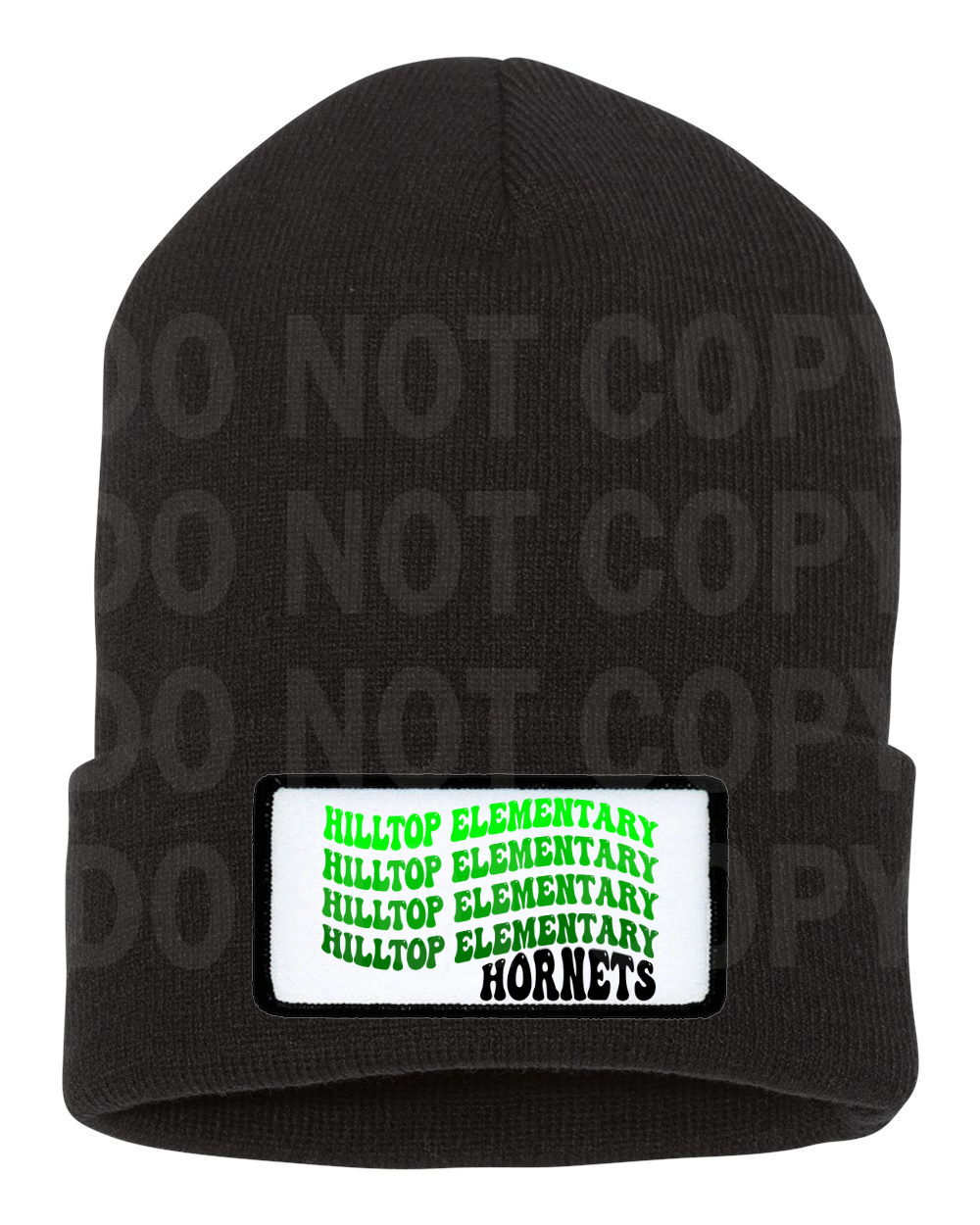 HILLTOP ELEMENTARY HORNETS WAVY PATCH BEANIE