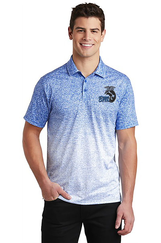 BLUE FADE DRI FIT PERFORMANCE POLO WITH EMBROIDERY LOGO-FFA