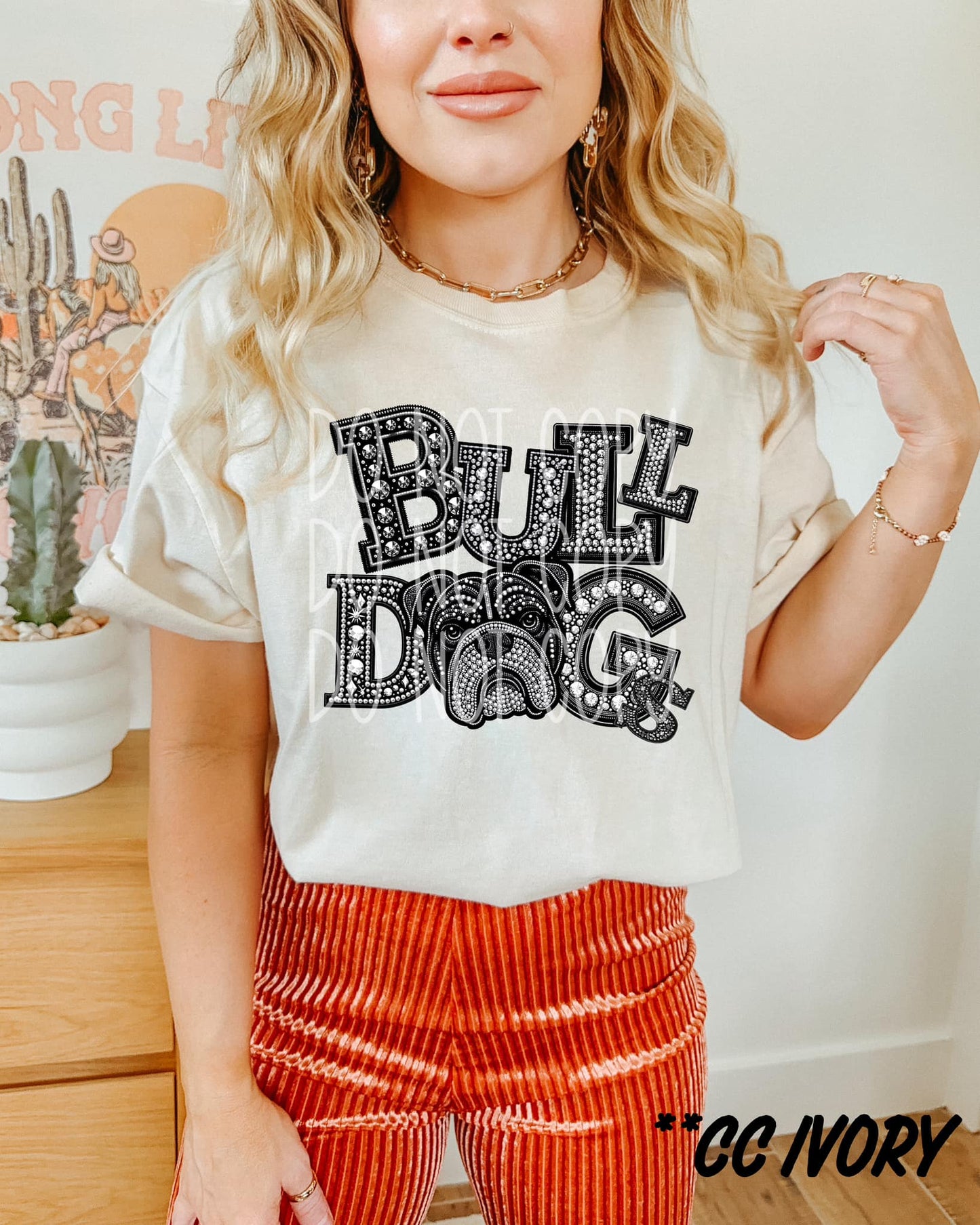 BULLDOGS RHINESTONE DTF-SINGLE COLOR