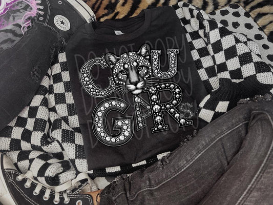 COUGARS RHINESTONE DTF-SINGLE COLOR