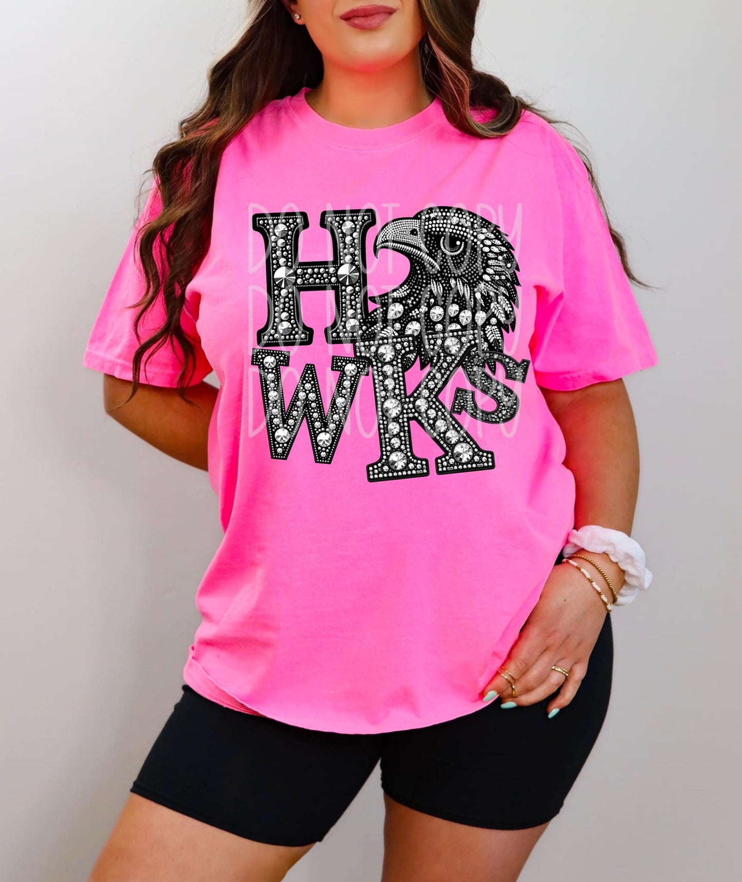 HAWKS RHINESTONE DTF-SINGLE COLOR