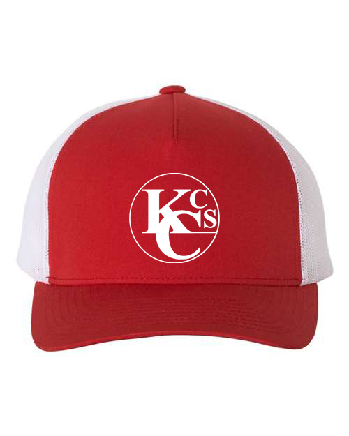 KC RED AND WHITE TRUCKER HAT