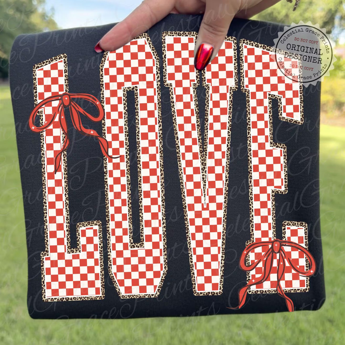 LOVE RED CHECKERED- TRANSFER ONLY