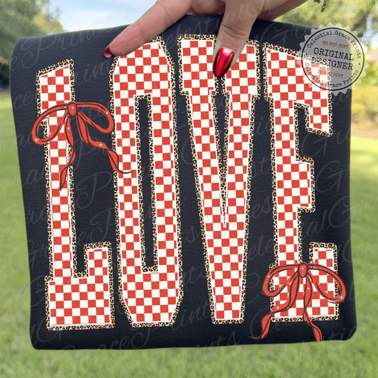LOVE RED CHECKERED- TRANSFER ONLY