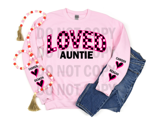 LOVED AUNTIE WITH HEARTS-TRANSFER ONLY