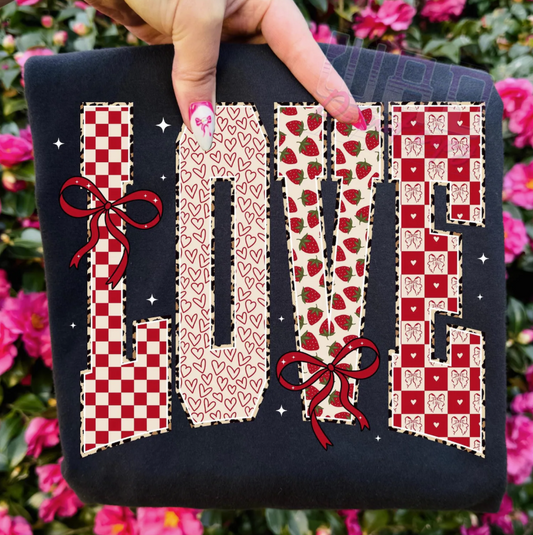 LOVE CHECKERED BOWS- TRANSFER ONLY