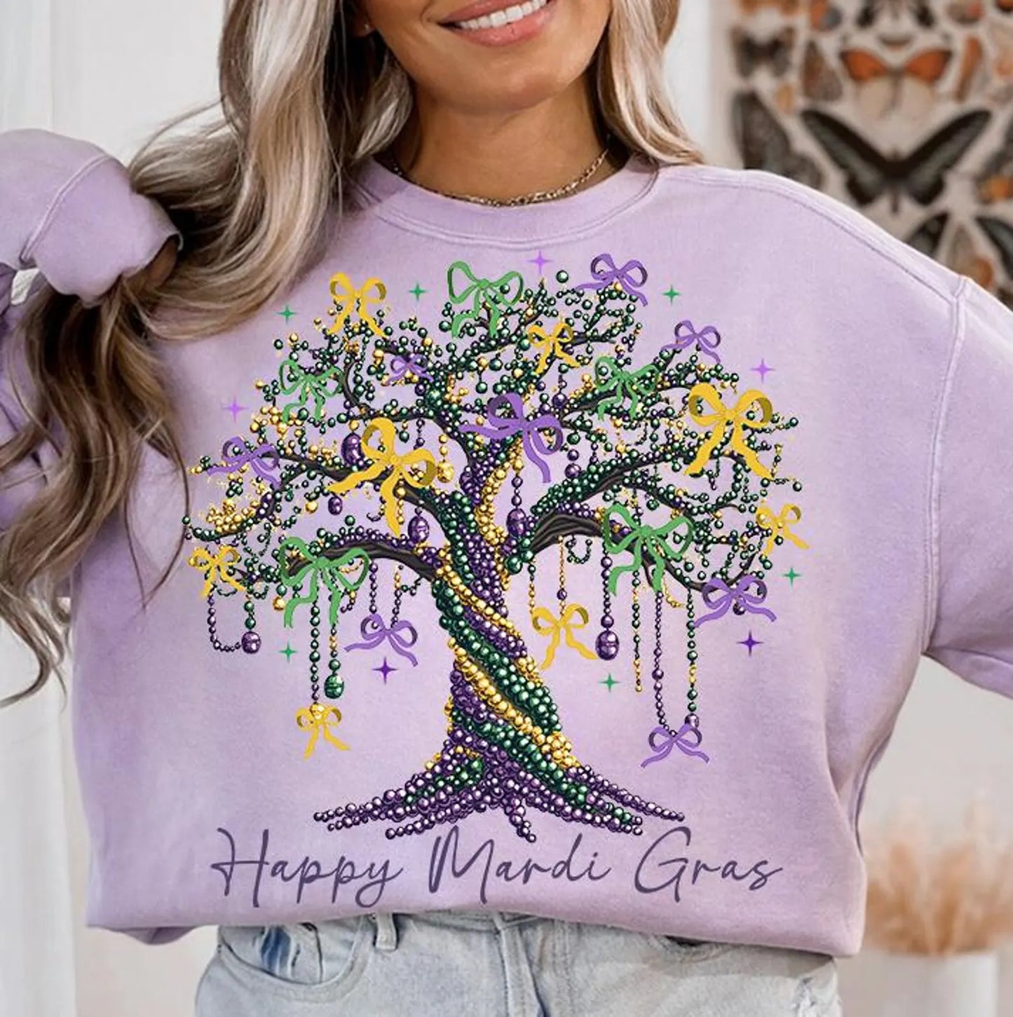 MARDI GRAS BEAD TREE- TRANSFER ONLY