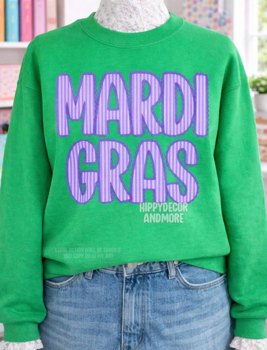 MARDI GRAS STRIPED LETTERS- TRANSFER ONLY