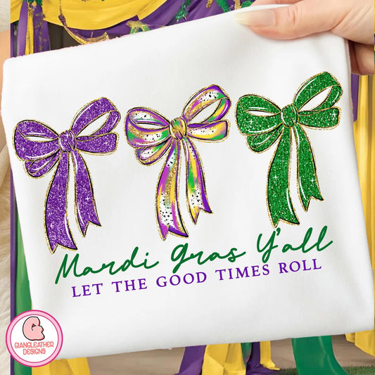 MARDI GRAS YALL BOWS- TRANSFER ONLY