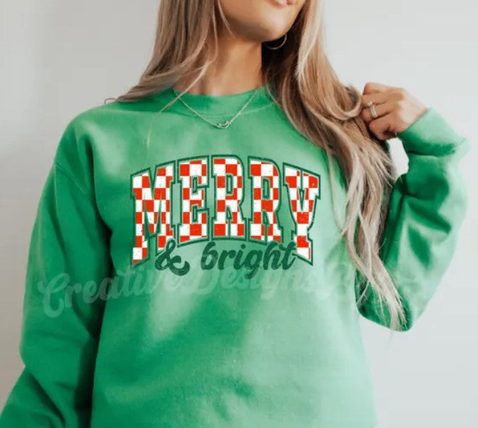 MERRY AND BRIGHT CHECKERED- TRANSFER ONLY (Copy)