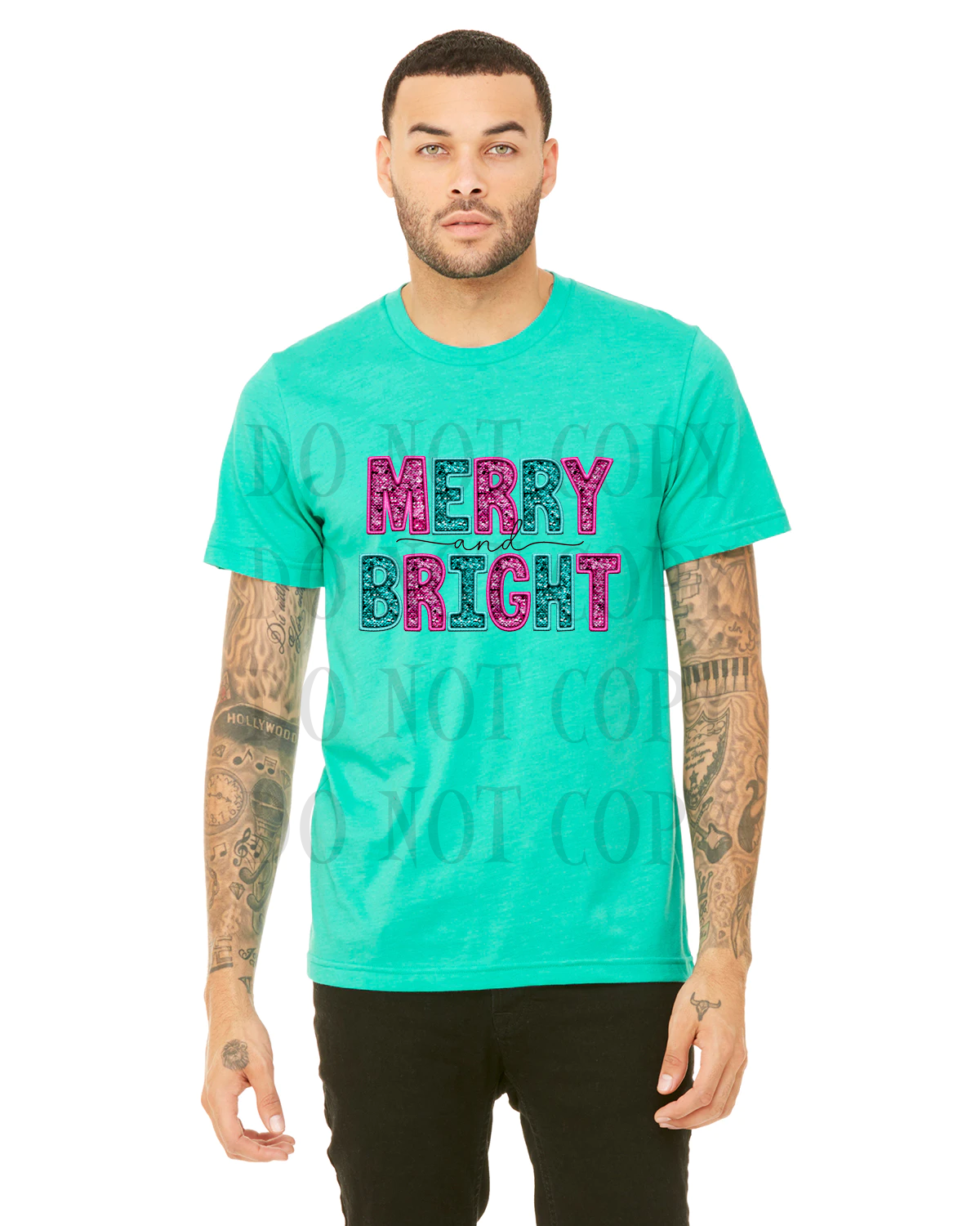 MERRY AND BRIGHT GLITTER-TRANSFER ONLY