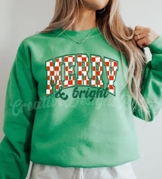 MERRY AND BRIGHT CHECKERED- TRANSFER ONLY