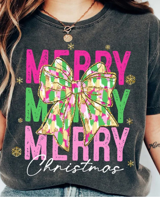 MERRY MERRY MERRY CHRISTMAS COLORFUL- TRANSFER ONLY