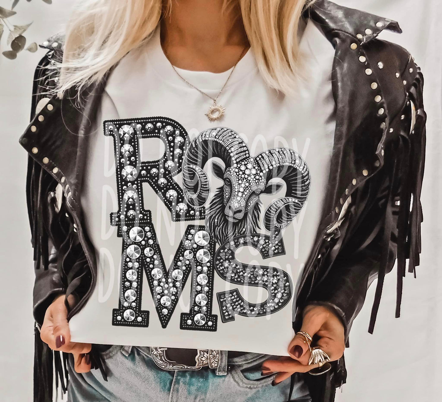 RAMS RHINESTONE DTF-SINGLE COLOR