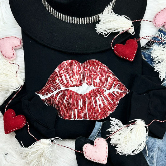 RED LIPS SEQUIN PATCH