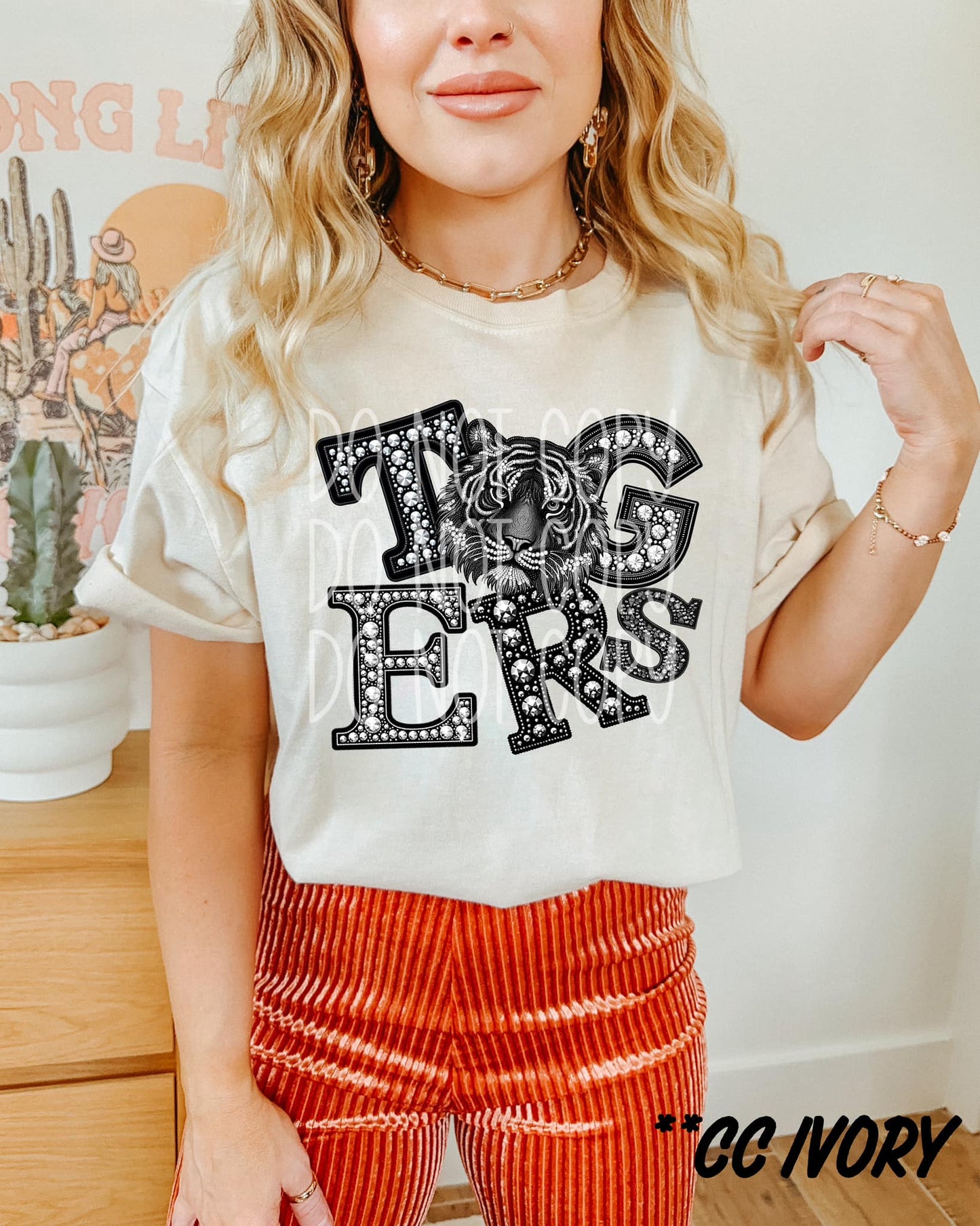 TIGERS RHINESTONE TEE