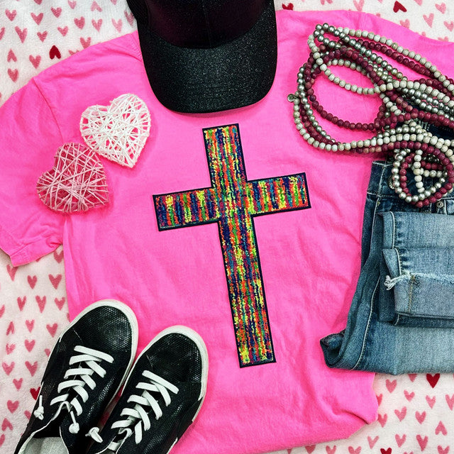 TIE DYE CROSS CHENILLE PATCH