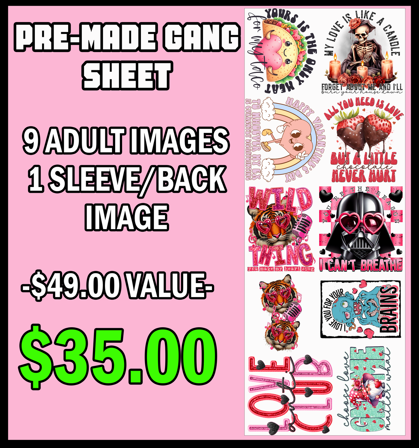 VALENTINES INSPIRED GANG SHEET 22X60