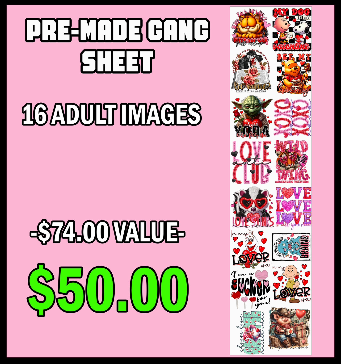 VALENTINE INSPIRED MIXED GANG SHEET