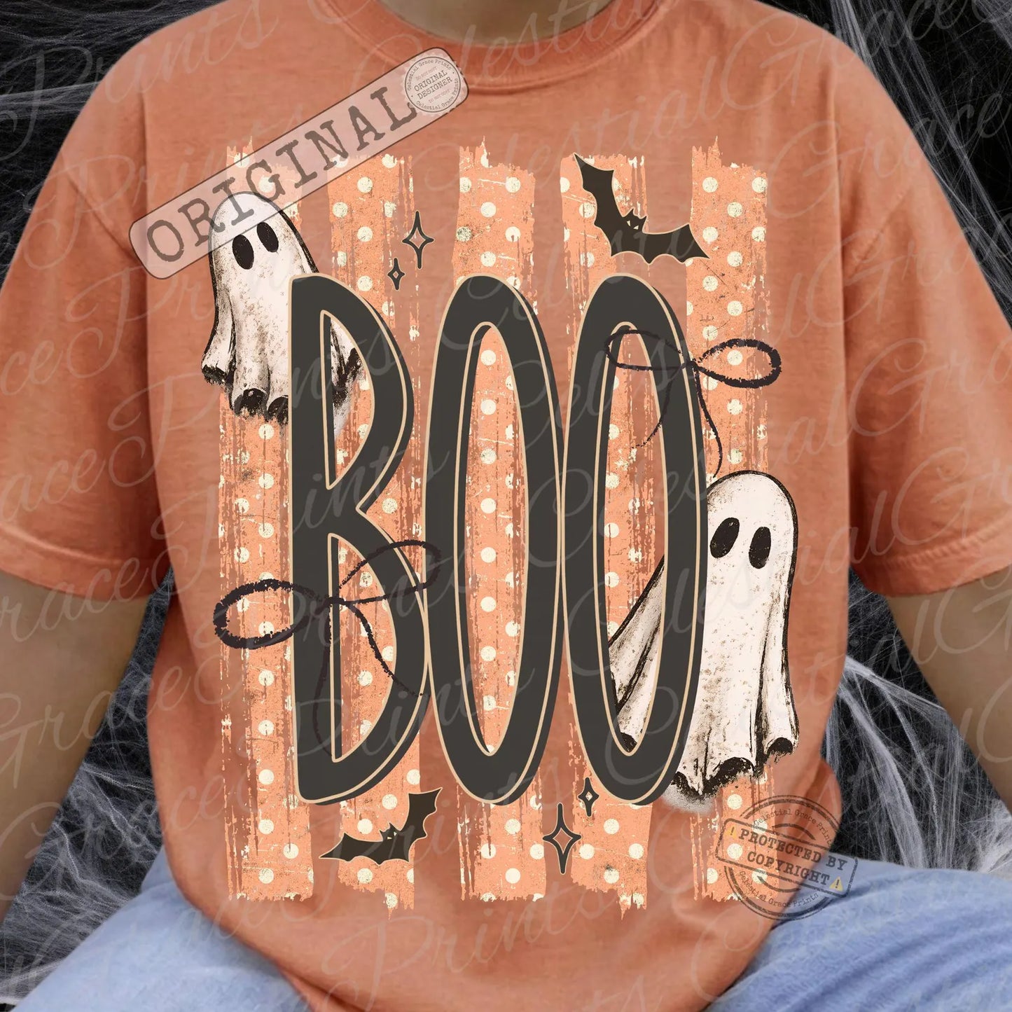 Boo Ghost Stripes- TRANSFER ONLY