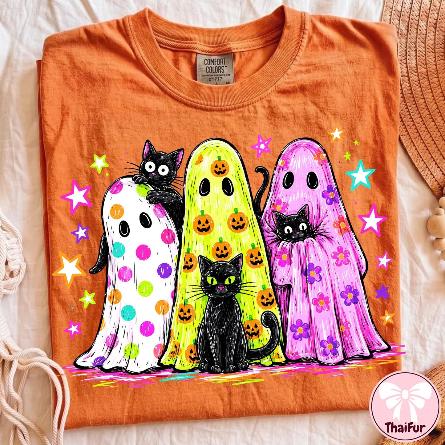 Colorful Ghost Friends- TRANSFER ONLY