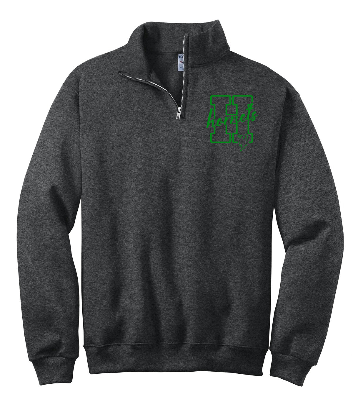 Hornets H Buzzy Black Quarter Zip-Emboridered