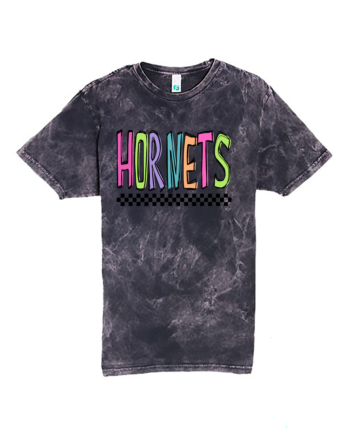 Colorful Hornets Acid Wash Tee