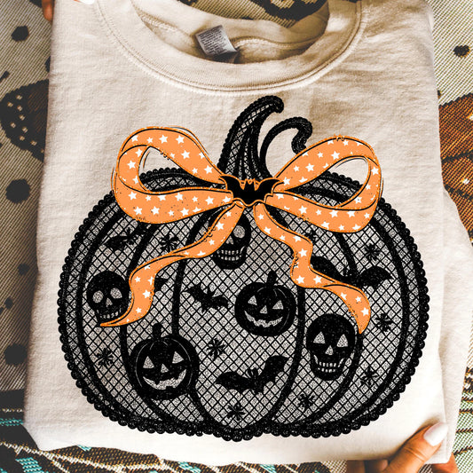 Lace Pumpkin Bow- TRANSFER ONLY
