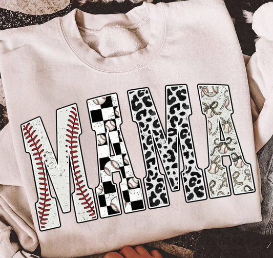 Mama Baseball Letters-TRANSFER ONLY
