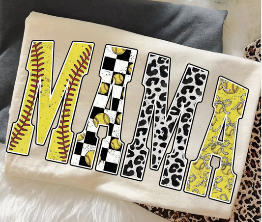 Mama Softball Letters-TRANSFER ONLY