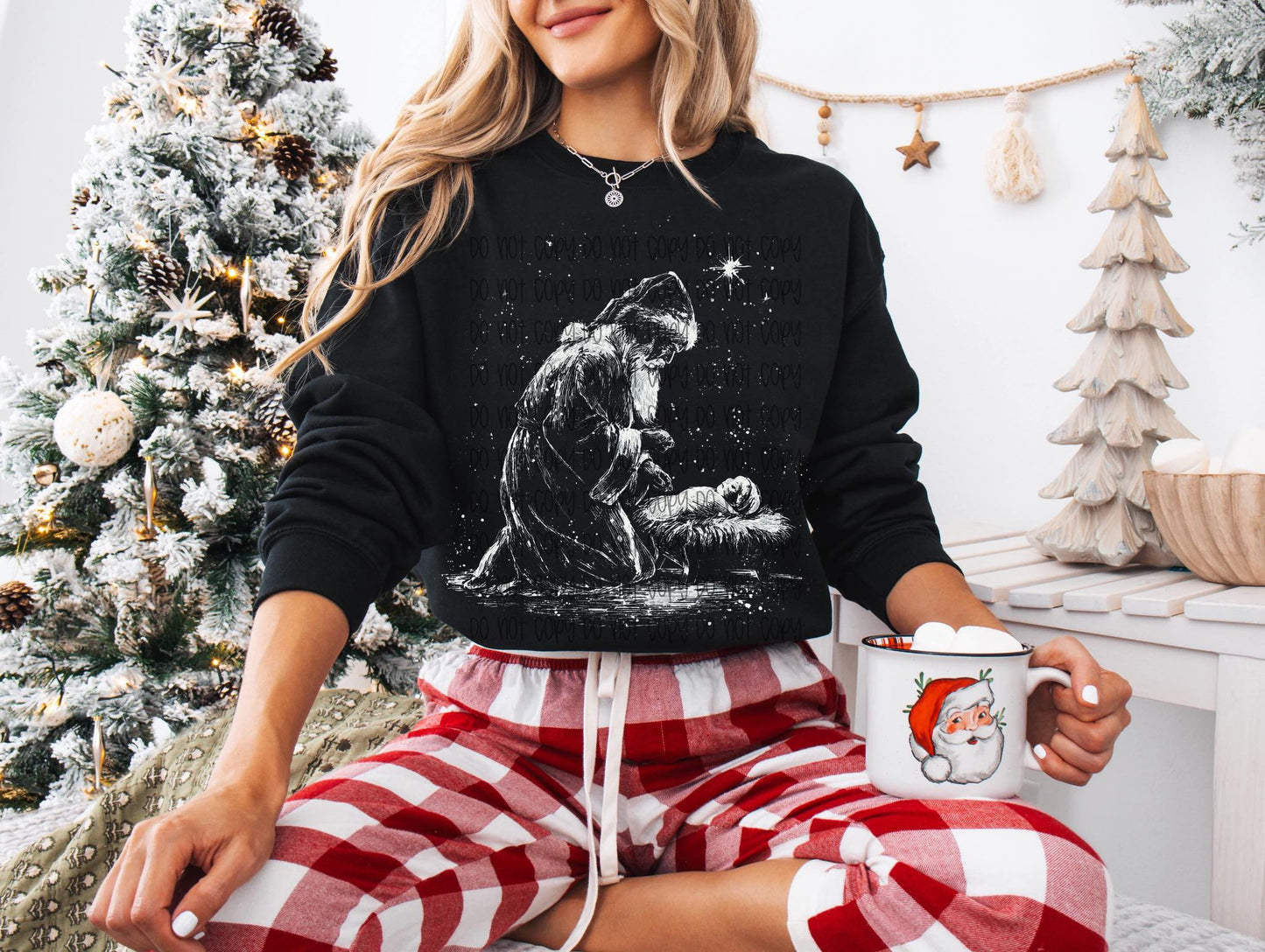 Santa and Baby Jesus Halftone- TRANSFER ONLY