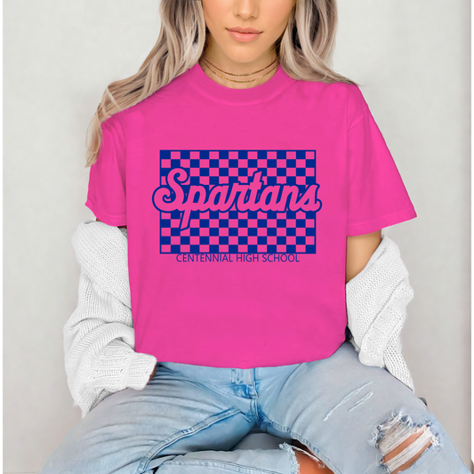Spartans Checkered Tee-CENN