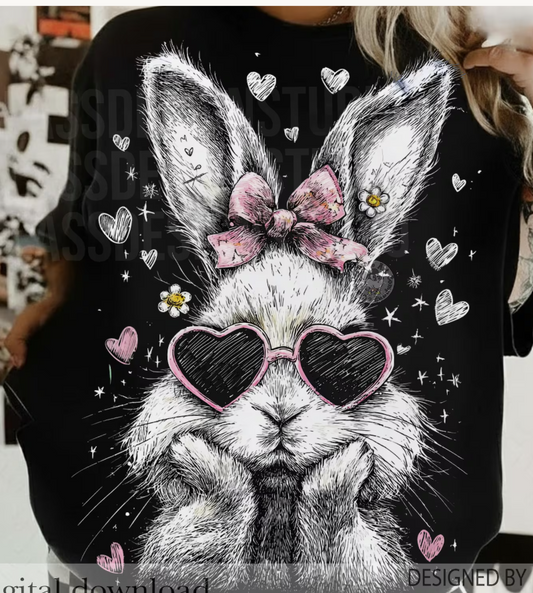 White Smiley Bunny-TRANSFER ONLY