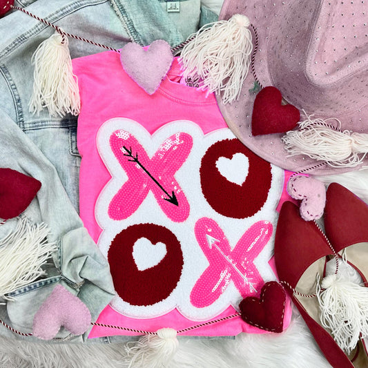 XOXO SEQUIN AND CHENILLE PATCH