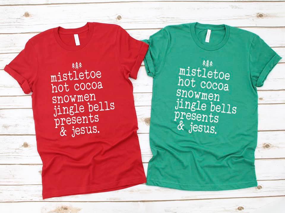 Mistletoe Hot Cocoa Snowmen Tee