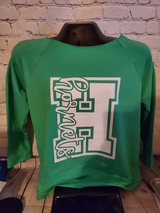 Hornets Green 3/4 Sleeve Sweater with cut neck