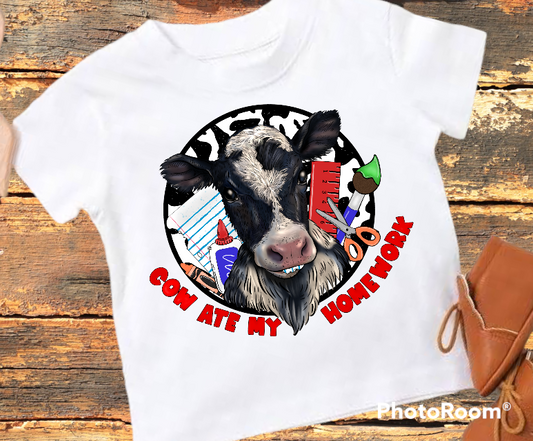 Cow ate my homework Boy Tee